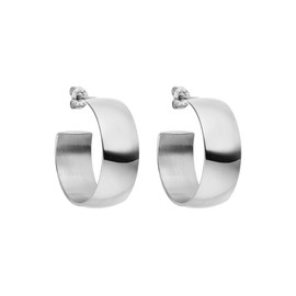 PURELEI® Glowing Earrings (Gold, Silver, Rose Gold), Waterproof Hoop Earrings in Wide Design for Women, Elegant Stainless Steel Earrings, Gifts for Women, Stainless Steel