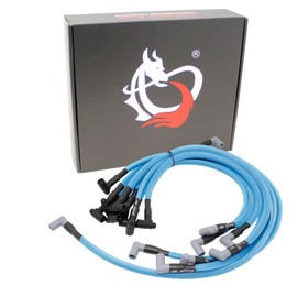 DRAGON FIRE PERFORMANCE Blue Sleeved SBC BBC High Performance 10mm Ignition Spark Plug Wire Set Compatible With HEI 283 305 307 327 350 383 396 400 427 454 Replaces 4048 Oem Fit PW350-BLS
