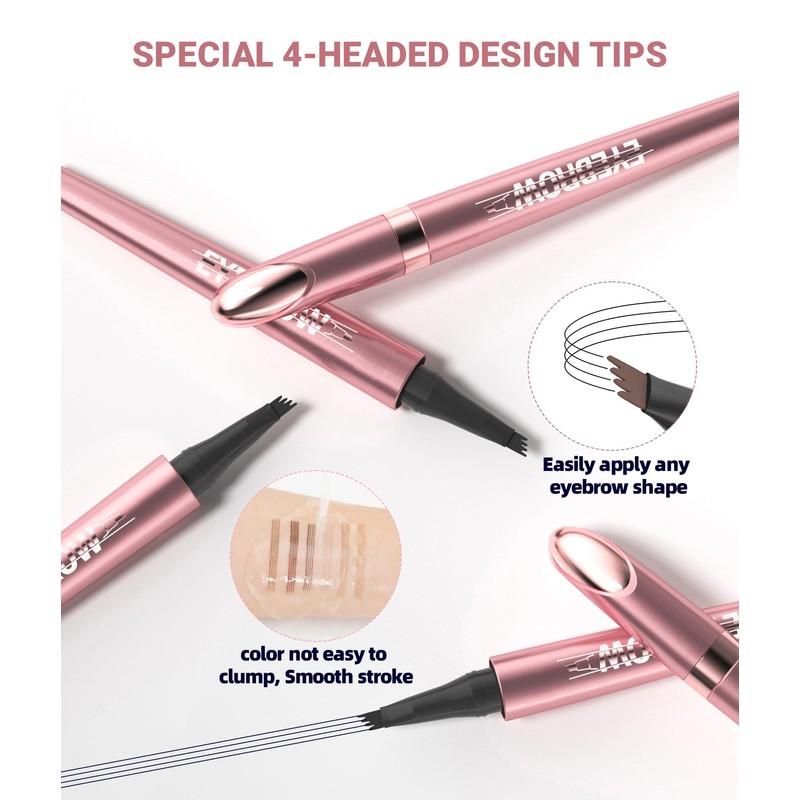 Microblading Eyebrow Pencil, 4-Tip 3d Eyebrow Pencil, Natural Eyebrow Definer,