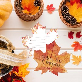20pcs Maple Leaves Invitations With Envelopes Fill-in Party Invitation Cards You Are Invited Cards Fall Invitations for Wedding, Shower, Holiday Party，Birthday