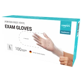 EUROPAPA® 100 x Vinyl Gloves, Disposable Examination Gloves, Latex-Free, Powder-Free, Vinyl Gloves, Size S, M, L and XL available (transparent, L)