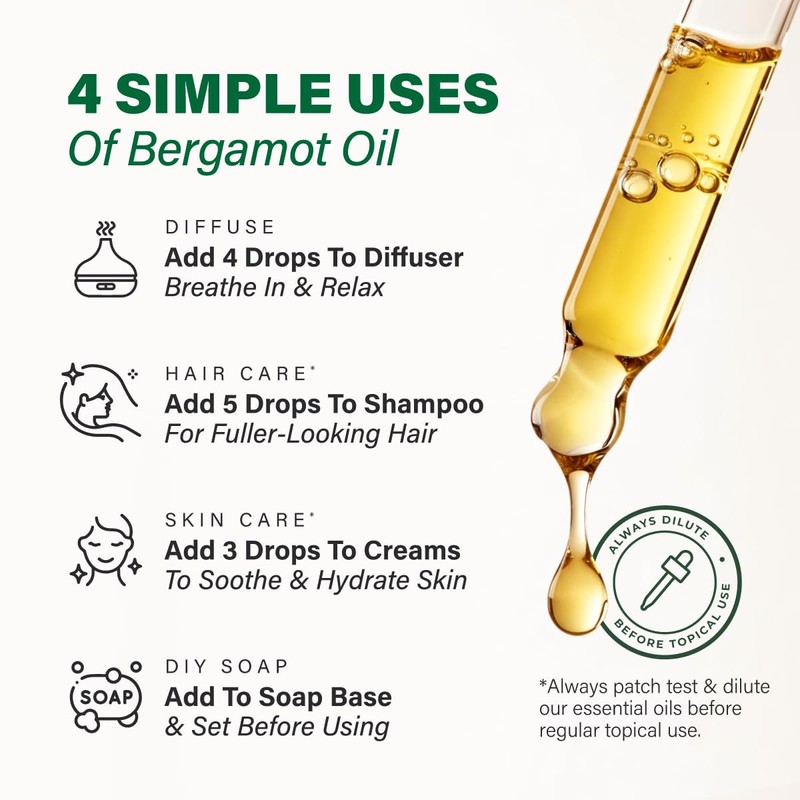 KUKKA Bergamot Essential Oils - 4 Fl Oz - for