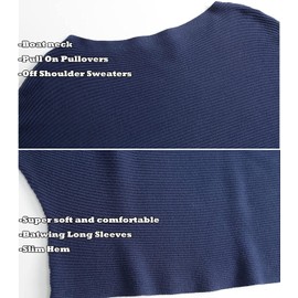 MAKARTHY Mujeres Mangas de alas de murciélago Suéter Dolman Suéter Tops, A-Azul marino, Talla única