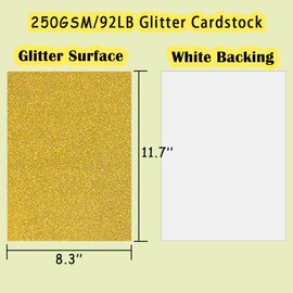 SALEMAR SALEMAR 250 GSM Glitter Cardstock Glitter Paper, 10 Color Sparkling Craft Paper for School, Scrapbook and Craft Projects, 8.3 x 11.7 Inches(Multicolor)
