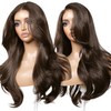 ENCOUNTERU Chocolate Brown Glueless Wig with Bangs Body Wave Layered