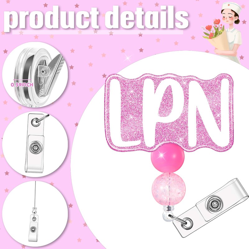 LPN Nurse Badge Buddy with Badge Reel Retractable Nursing ID