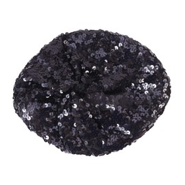 Sequin Beret Hat Shining Beanie Cap Sparkle Beanie Hat Fashion Beret for Women Black