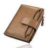 Mens Genuine Cowhide RFID Blocking Soft Leather Wallet with Zipped Credit Card Holder for Coin Pocket Green