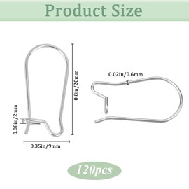 SOFPLATE 1 Box 120Pcs Kidney Earring Finding Teardrop Earring Wires Stainless Steel U Shaped Hoop Wires Long Earring Hooks Dangle Silver Earring Wires for jewellery Making Supplies DIY Craft Beginner