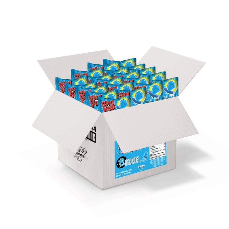 Ring Pop Blue Individually Wrapped Candy, 70 Count Lollipop Pack