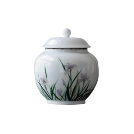 NS Online Small urn Ashes Keepsake - Iris Flowers Ceramic Small urn ​for Humans， Funeral Memorial 4.2 inches urn for Adults, Child, Pets， Hold 15 Cubic inches -Qnty 1