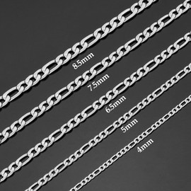 Estendly 16 Inches Figaro Chain Necklace 4MM Stainless Steel Figaro Link Chain for Men Women