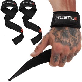 Hustle - Correas de levantamiento de pesas para gimnasio - Las mejores correas de muñeca de algodón de 24 pulgadas para levantamiento de pesas para apoyar el agarre y levantar más pesados, correas de