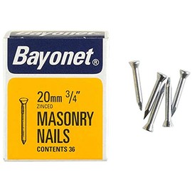 Masonry Nails ZINC Plated, 20MM (PK36), Nail Fasteners, Hardware, 36 Piece Pack - 12202