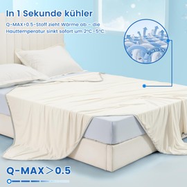 PHF Cooling Blanket 220 x 240 cm, Arc-Chill Q-Max > 0.5 Double-Sided Self-Cooling Blanket, Sweat-Absorbing and Breathable, Cream White Bed Blanket, Sofa Blanket, Travel Blanket (Cream White)