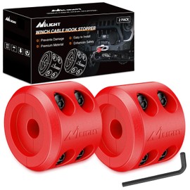 Nilight Winch Stopper for ATV UTV Truck SUV Winch Cable Hook Rubber Stopper 2 Pack Protect Towing Hook Synthetic Rope Winch Accessories Rope Line Saver with Stainless Steel Screws Allen Wrenc, Red