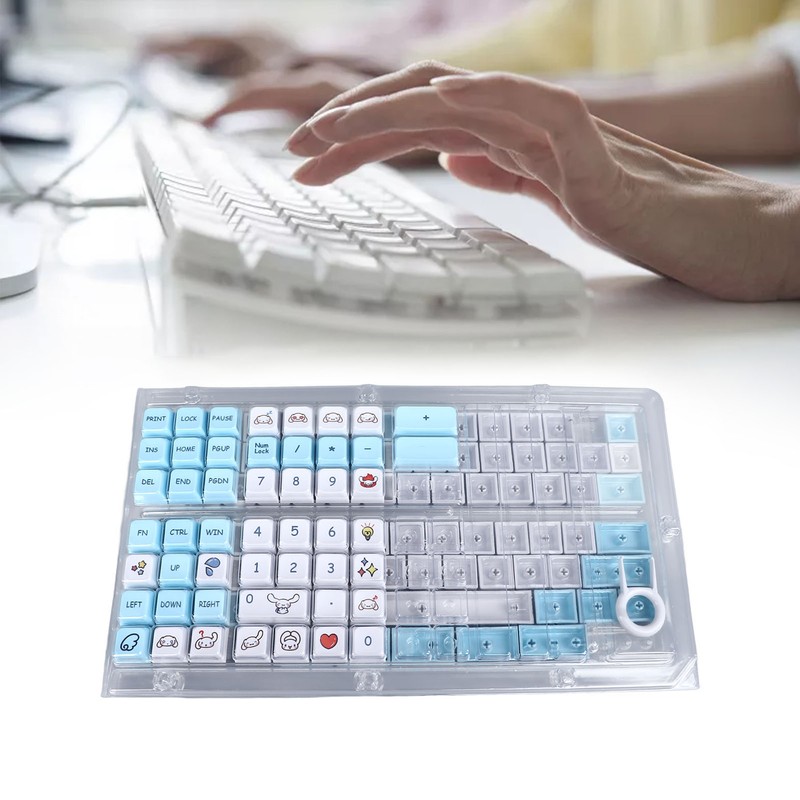 129 Keys Keycaps for XDA Height Accurate Keystrokes Blue White
