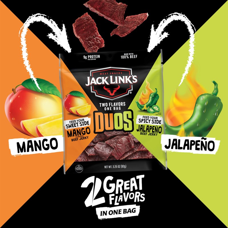 Jack Link's DUOs Jalapeño and Mango Beef Jerky, Shareable Under