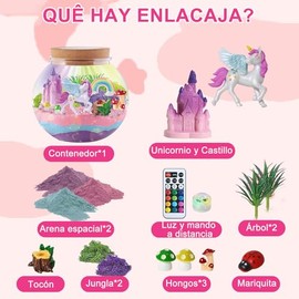 Kit de Terrario Iluminado para Niños, Kits de manualidades DIY para niños y niñas, Juguetes para Niñas Luces LED Nocturnas, 13 Colores, manualidades u