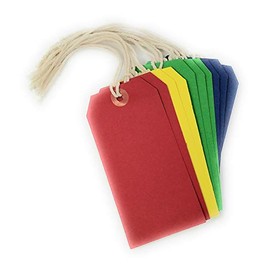 County Stationery Assorted Coloured Tie On Strung Luggage Labels - Pack of 10