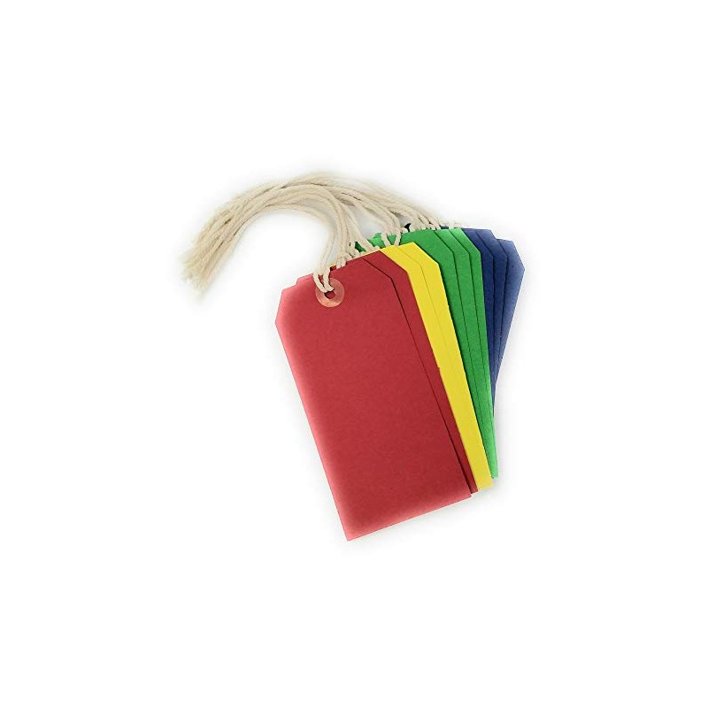 County Stationery Assorted Coloured Tie On Strung Luggage Labels -