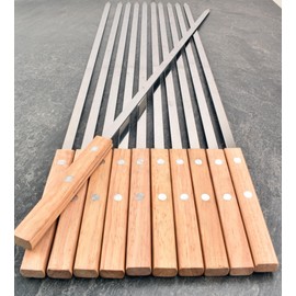 22-Inch Large Metal Barbecue Skewers,HONSHEN Heavy Stainless Steel 3/8 Inch Wide Blade with Hardwood Handle Long Flat BBQ Skewers for Grilling Meat,Chicken,Shrimp,Vegetables-Set of 12 (22 INCH)