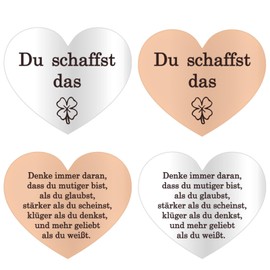 Sugeru® 2 x Courage Gift Lucky Charm with Bag – Du Schaffst Das | Pocket Hug, Lucky Charm for Children, Colleagues, Encouragement, Best Friend, First Day at School Change, Get Well Soon (Ⅱ)