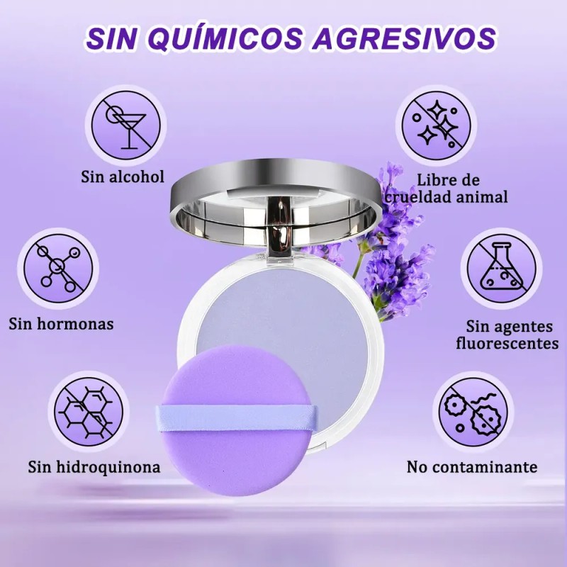 Cybase Maquillaje Polvo Compacto Matte Con Espejo Lavanda La