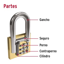 Hermex CL-50Q Brass padlock, 50mm, short hook, dotted key, blister