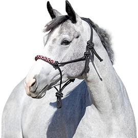 Kensington Clinician Rope Halter - Horse Halter with Tri-Colored Braided Noseband and Snug Fit, Desert Sand