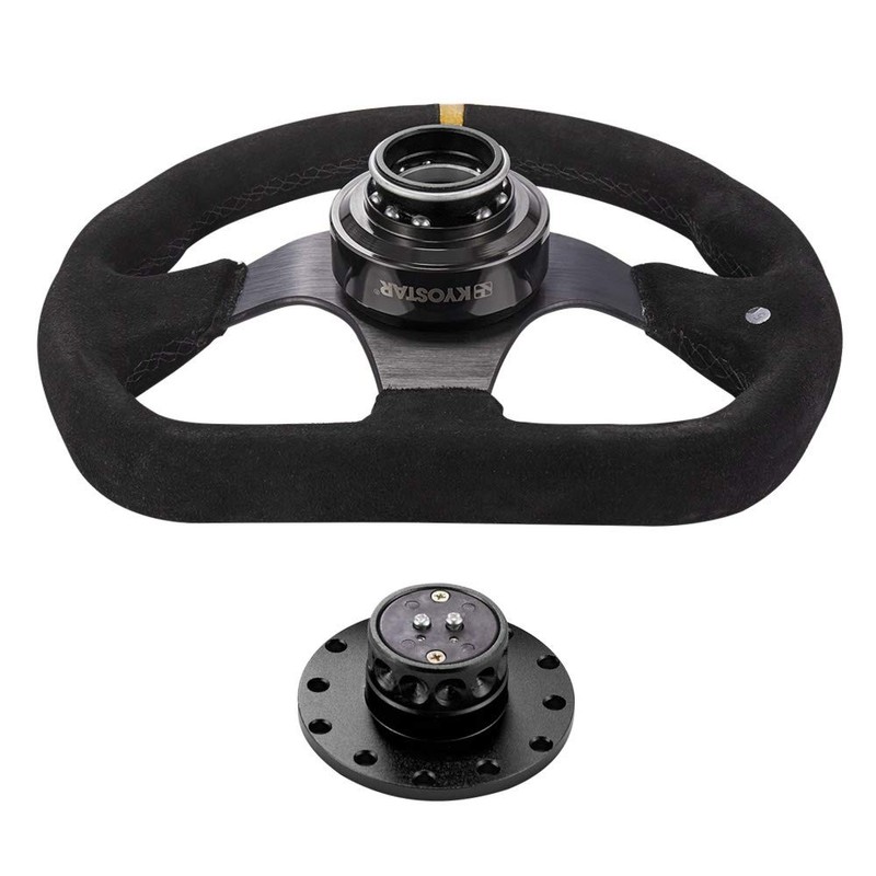 Black Aluminum Black Ring Steering Wheel Quick Release Hub Adapter
