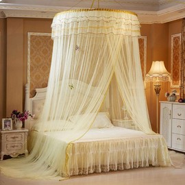 Bed Canopy,Canopy Bed Curtains,Bed Curtains,Bed Canopy Curtains, Net for Bed,360°Round Dome Net Bed Canopy Lace Bed Curtain Kids Play Tent Games House for Single to King Size