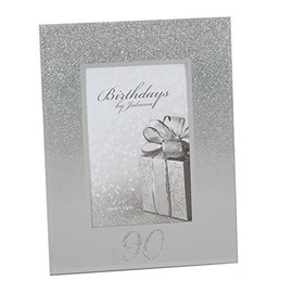 90th Birthday 4" x 6" Glitter Mirrored Glass Frame, 90 design