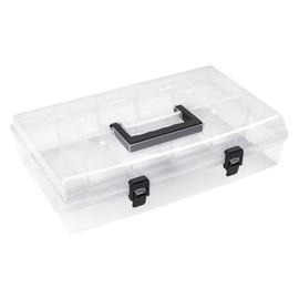 Sortimentskasten Koffer Organizer Box transparent 6 Fächer Deckel Haushatskiste