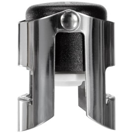 Fackelmann Champagne Stopper of Metal, Black/Silver, 5.5 x 3.5 x 3.5 cm