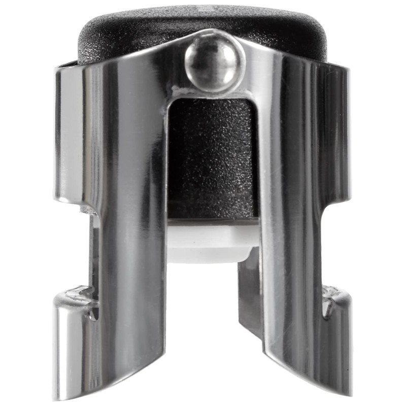 Fackelmann Champagne Stopper of Metal, Black/Silver, 5.5 x 3.5 x