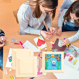 Tofficu 4Pcs Wooden Picture Frames for Crafts, Unfinished Wooden Frames Paintable Picture Frames, Wood Frames for Crafts Painting Projects