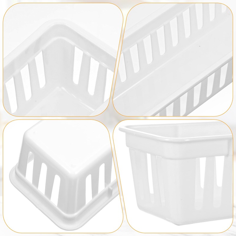 12 Pack Slim Plastic Storage Baskets Tray for Organizing 10.23