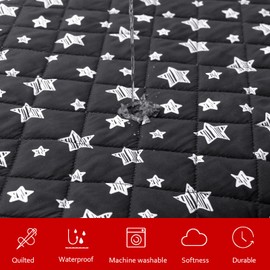 Moonsea Waterproof Dog Bed Covers Replacement Washable Pet Hair Easy to Remove, Noiseless Quilted Puppy Pet Bed Cover Lovely Black Star Print 32x44 Inches, for Dog/Cat, Cover Only
