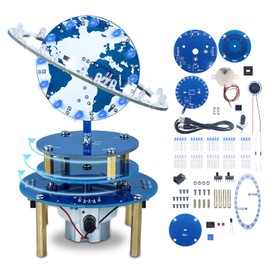 PEMENOL Soldering Kit School Education DIY Globe Model Electronic Kit Adult Rotates Adjusts Speed 4 Light Levels Globe with USB Charging Port Earth Modelling Kit for Beginners