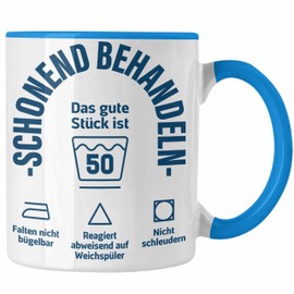 Trendation - 50. Geburtstag Geschenkidee Frau Frauen Männer Mann Tasse mit Sprüch 50er Geburtstag (Blau)