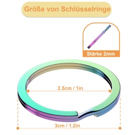 Rainbow Key Rings Flat 20 Pieces 25 mm Key Ring Round, House Keys Split Rings Small Car Keys Rings Metal Key Ring Accessories Round Key Rings for Keys and Crafts, Coloured