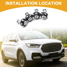 Partuto 4 Pcs Universal License Plate Bolt Screws - Aluminum Alloy Black