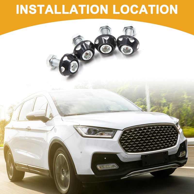 Partuto 4 Pcs Universal License Plate Bolt Screws - Aluminum