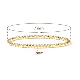 Badu Gold Bead Bracelet for Women 14K Gold Plated Bead Ball Bracelet Stretchable Elastic Hypoallergenic Bohemian Stackable Bracelet