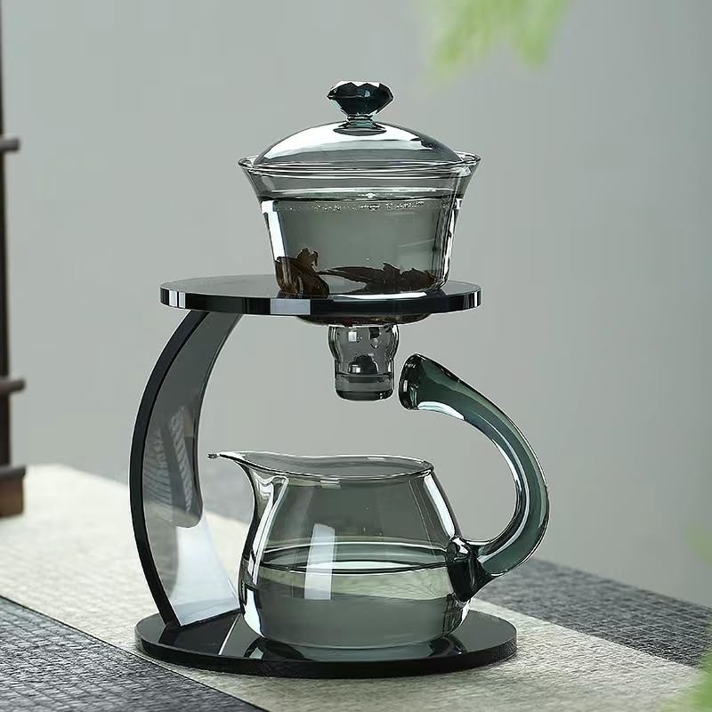 Fire Kirin Glass Teapot Set Semi Automatic Drip Rotating with