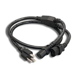 Cablelera AC Power Splitter Y Cable NEMA 5-15P 2X IEC-320-C13 Sjt 16AWG, 10ft (ZADA39MC-10)