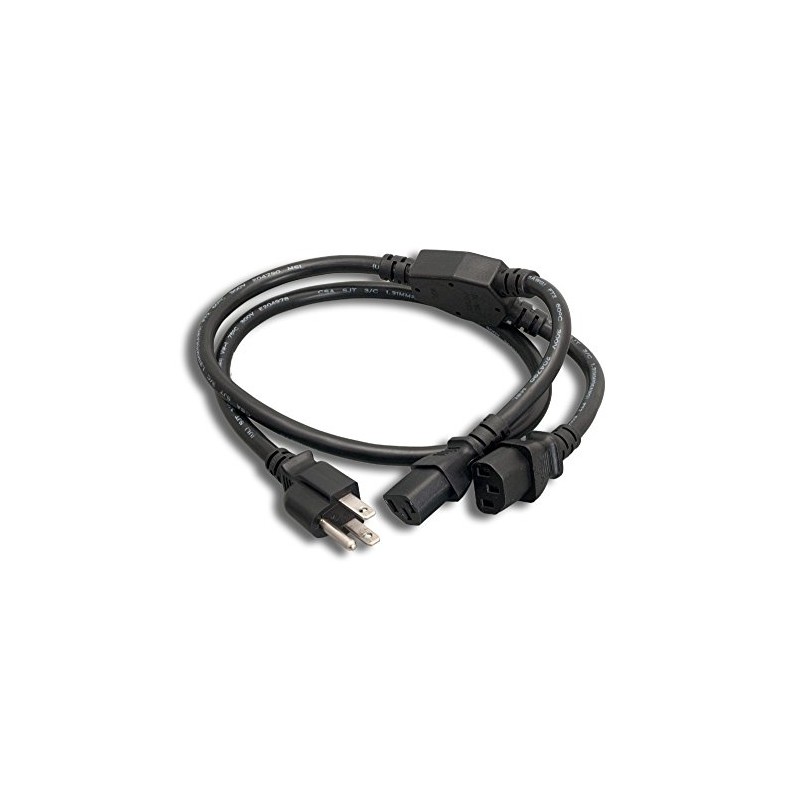 Cablelera AC Power Splitter Y Cable NEMA 5-15P 2X IEC-320-C13