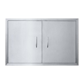 JIE JIN 35" W X 24" H Outdoor Kitchen Doors Double Doors Thickened 304 Brushed Stainless Steel BBQ Access Door BBQ Island Doors Outdoor Kitchen Accessories Door for Outdoor Kitchen BBQ Island