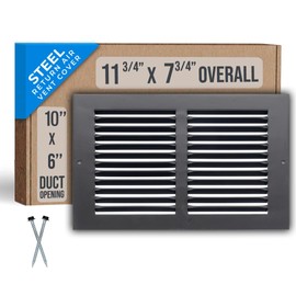 Fits 10x6 Duct Opening | Steel Return Air Grille by Handua | Vent Cover Grill for Sidewall and Ceiling | Black | HVAC Cold Air Intake Grille | Outer Dimensions: 11.75"W X 7.75"